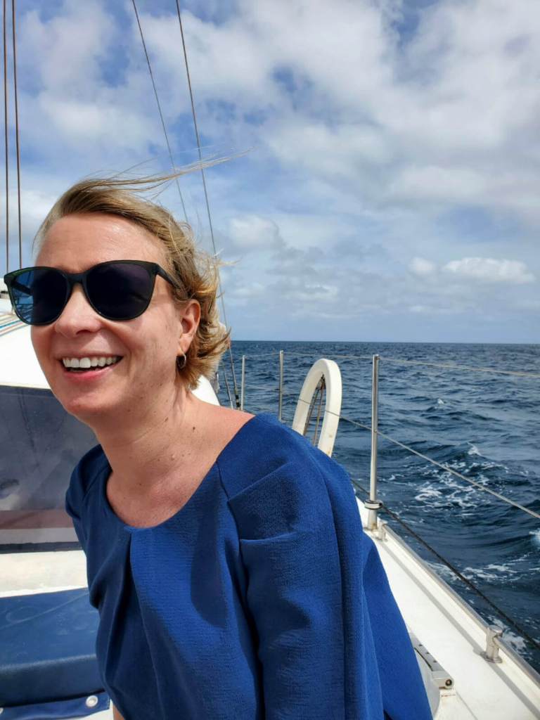 Nina Strauss on a boat